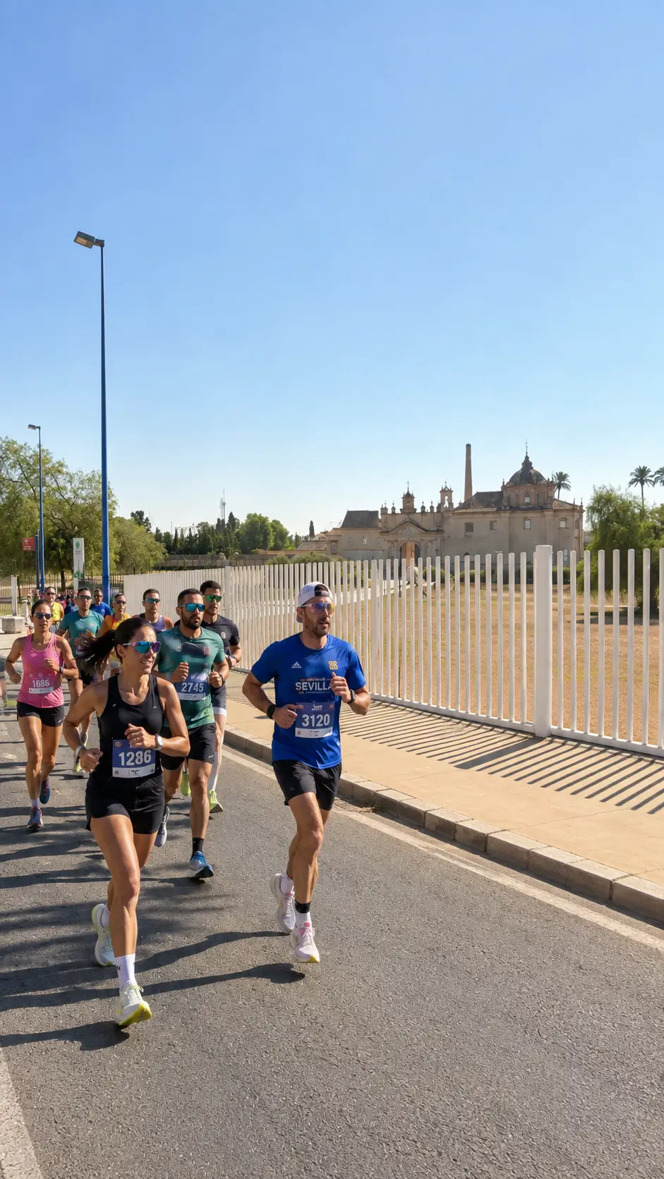 Corredores de la CEU SEVILLA 15K Experience junto al Monasterio de Santa María de las Cuevas